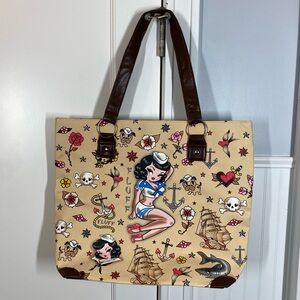 Fluff Pinup Sailor Tattoo Tote Bag Vegan Leather